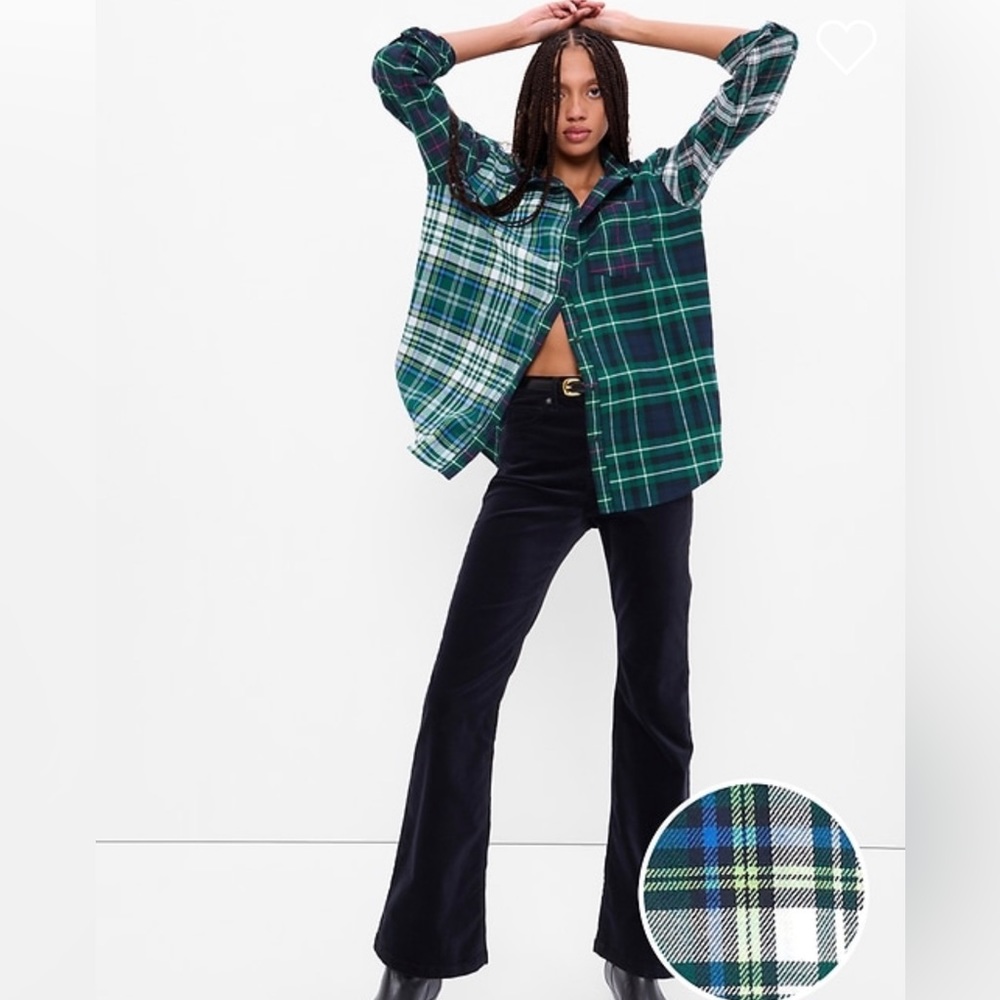 NWT Gap Plaid Flannel Shirt Size Small Tall